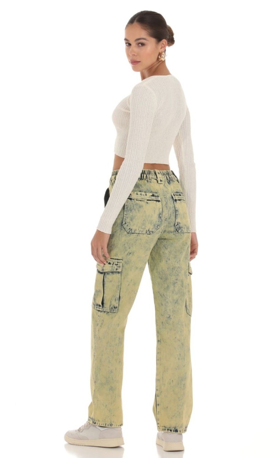 Clothing LUCY IN THE SKY | Mahalia Acid Wash Denim Jeans In Yellow | Lucy In The Sky