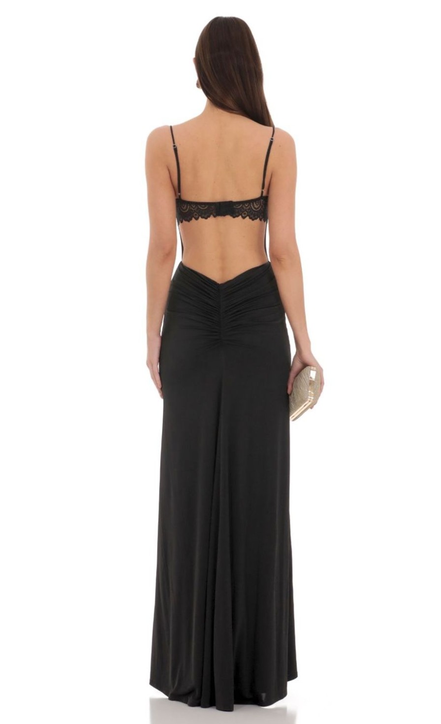 Clothing LUCY IN THE SKY | Open Back Mermaid Maxi Dress In Black | Lucy In The Sky