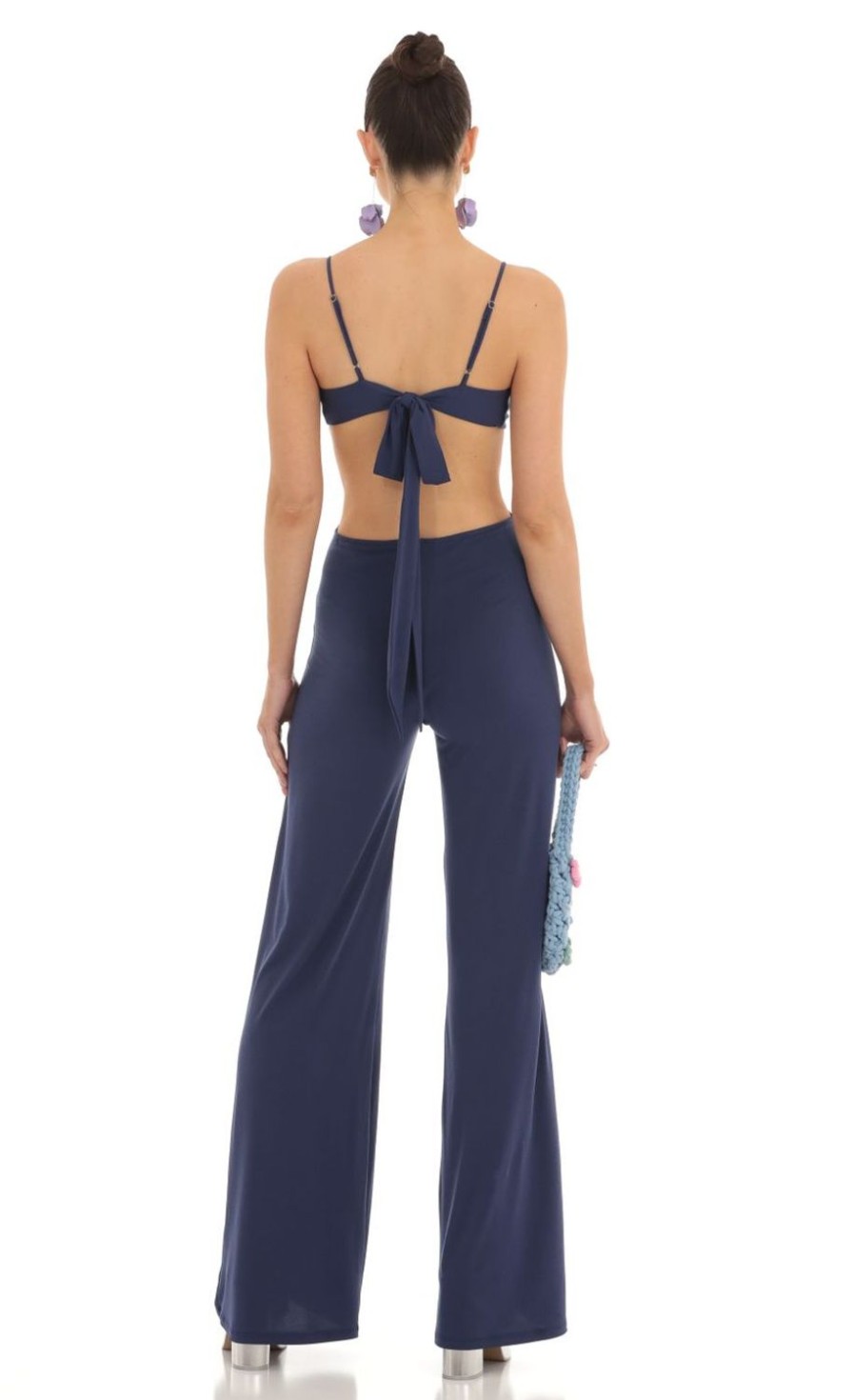 Clothing LUCY IN THE SKY | Jaya Cutout O Ring Jumpsuit In Navy | Lucy In The Sky