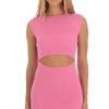 Clothing LUCY IN THE SKY | Wynry Ribbed Knit Cutout Dress In Pink | Lucy In The Sky