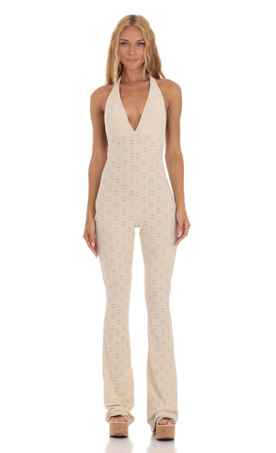 Clothing LUCY IN THE SKY | Freya Jumpsuit In Cream | Lucy In The Sky