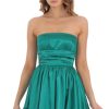 Clothing LUCY IN THE SKY | Satin Strapless Dress In Green | Lucy In The Sky