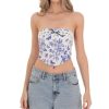 Clothing LUCY IN THE SKY | Blue Floral Corset Top In White | Lucy In The Sky