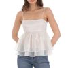 Clothing LUCY IN THE SKY | Babydoll Shimmer Top In White | Lucy In The Sky