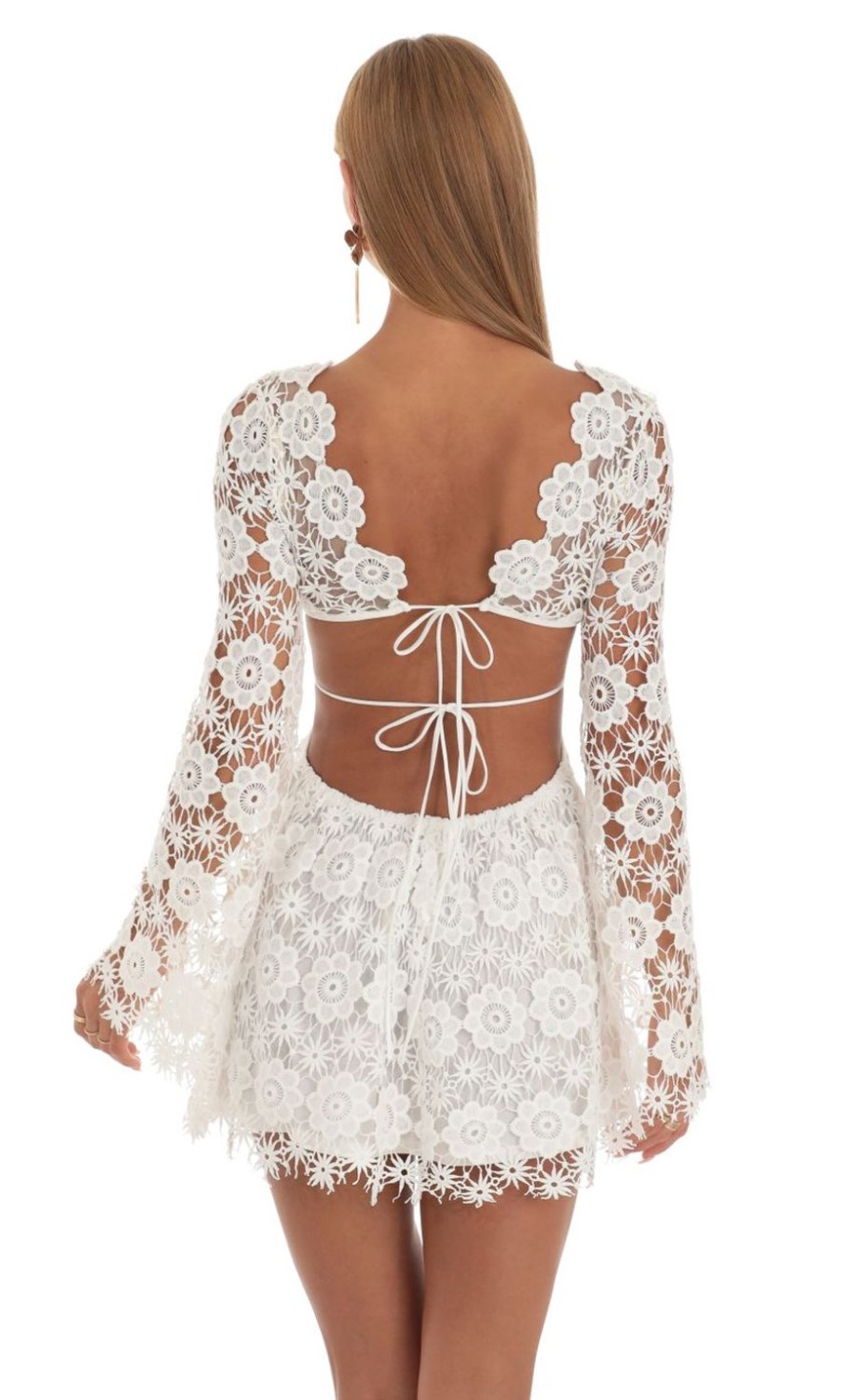 Clothing LUCY IN THE SKY | Elka Embroidery Cut-Out Mini Dress In White | Lucy In The Sky