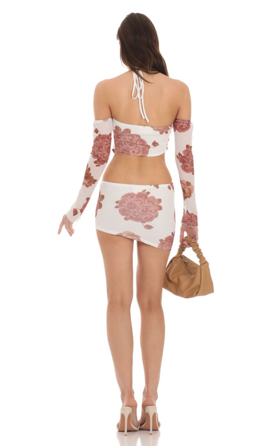 Clothing LUCY IN THE SKY | Two Piece Mesh Floral Set In White | Lucy In The Sky