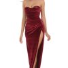 Clothing LUCY IN THE SKY | Strapless Velvet Sequin Bust Maxi Dress In Maroon | Lucy In The Sky