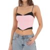 Clothing LUCY IN THE SKY | Black Trim Crop Top In Pink | Lucy In The Sky