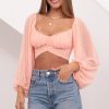 Clothing LUCY IN THE SKY | Sadie Chiffon Top In Peach | Lucy In The Sky