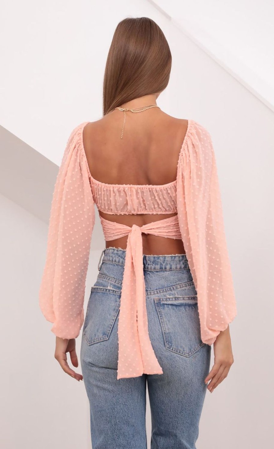 Clothing LUCY IN THE SKY | Sadie Chiffon Top In Peach | Lucy In The Sky