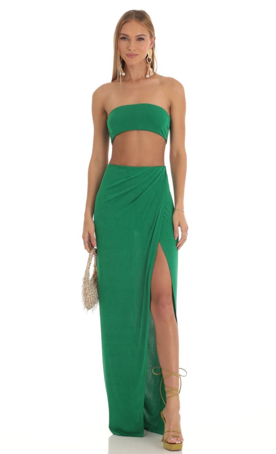 Clothing LUCY IN THE SKY | Lizzo Two Piece Skirt Set In Green | Lucy In The Sky