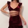 Clothing LUCY IN THE SKY | Madison Ruffle Set In Velvet Wine | Lucy In The Sky