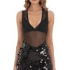 Clothing LUCY IN THE SKY | Mesh Sequin Skirt Dress In Black | Lucy In The Sky