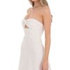 Clothing LUCY IN THE SKY | Linen Twist Keyhole Strapless Dress In White | Lucy In The Sky