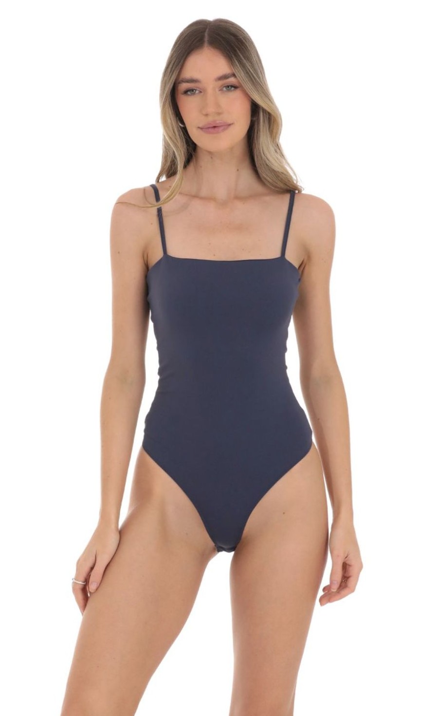 Clothing LUCY IN THE SKY | Square Neck Bodysuit In Navy | Lucy In The Sky