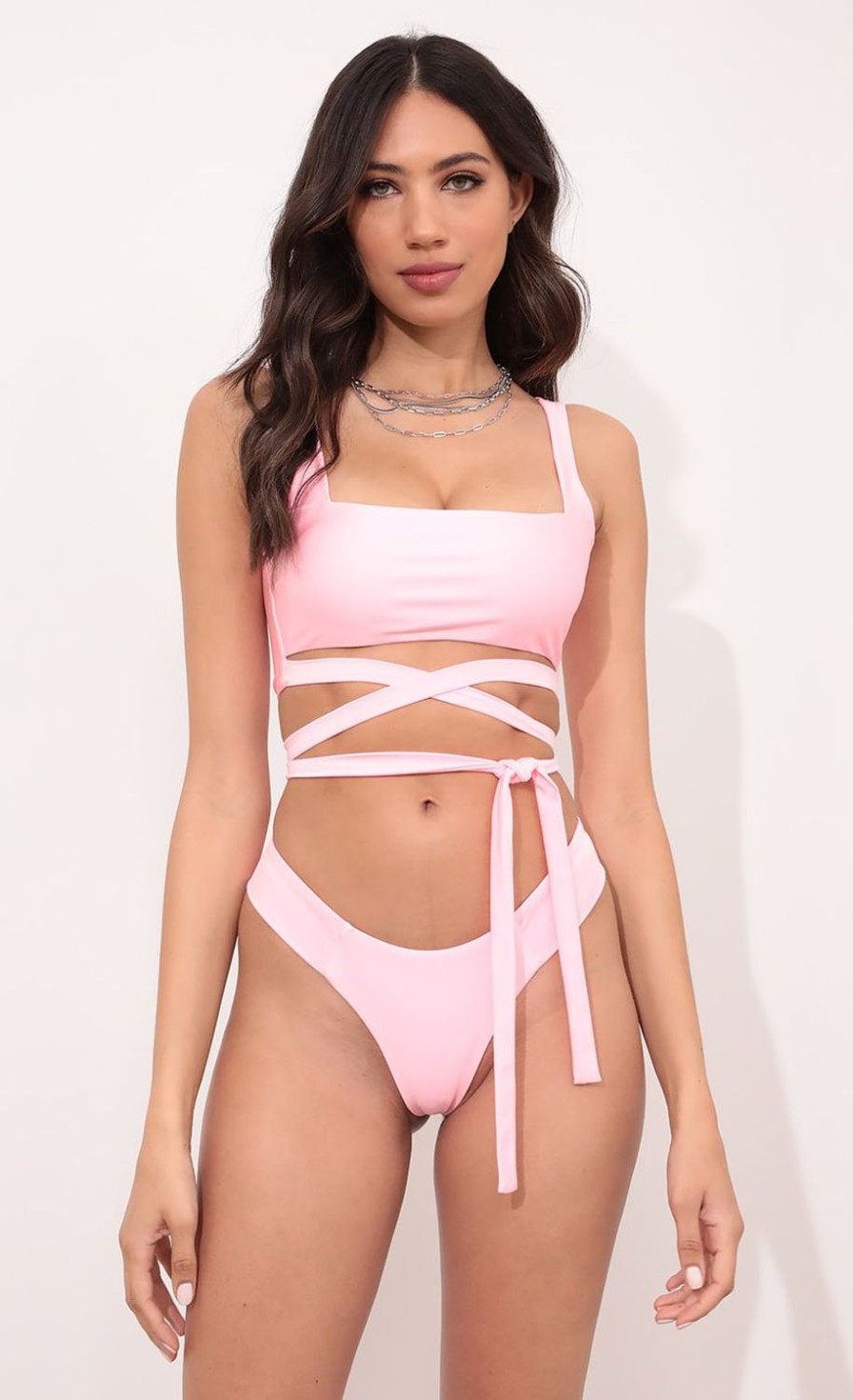 Clothing LUCY IN THE SKY | Fiji Front Tie Bikini Set In Neon Pink | Lucy In The Sky