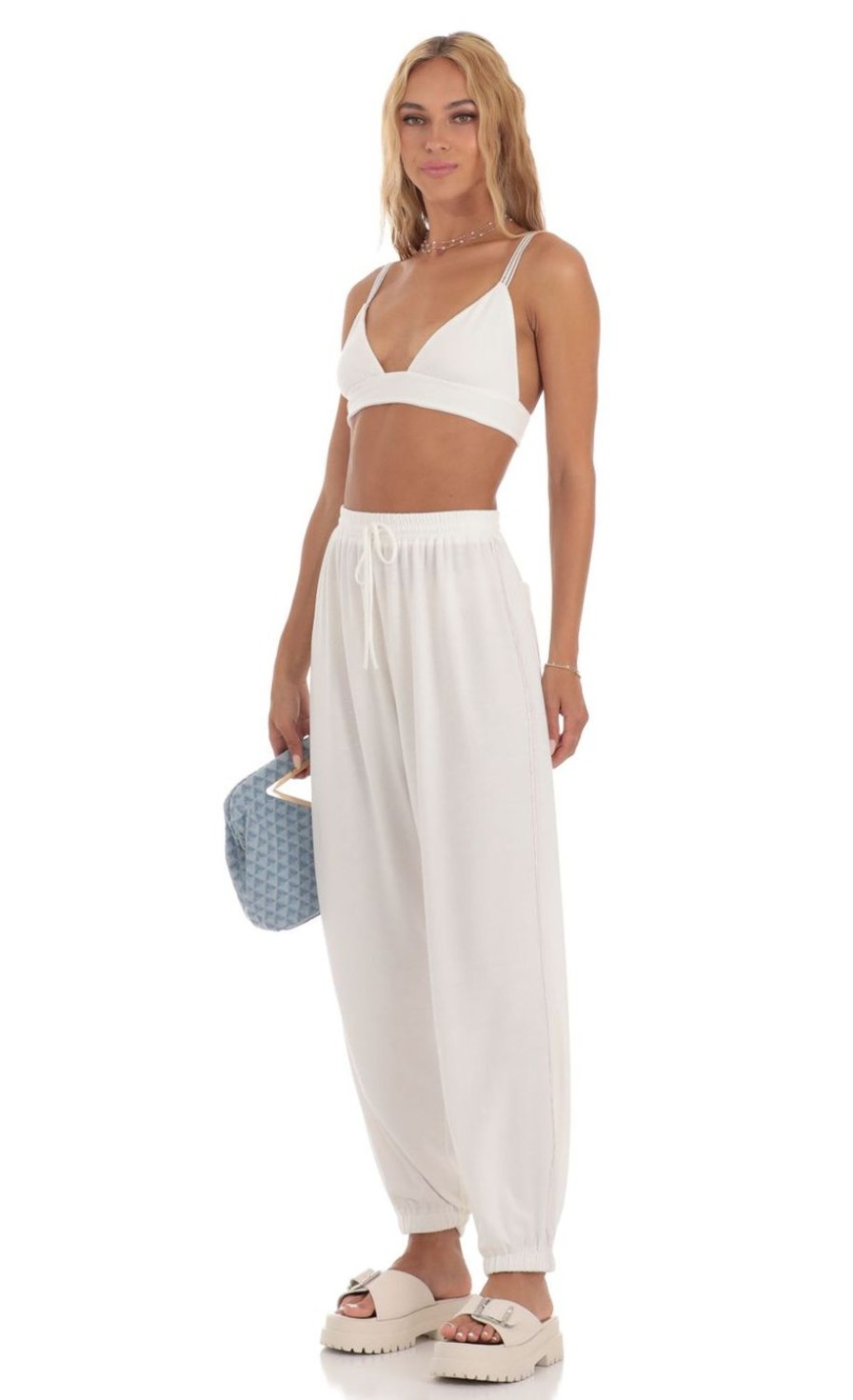 Clothing LUCY IN THE SKY | Alianna Sequin Two Piece Set In White | Lucy In The Sky