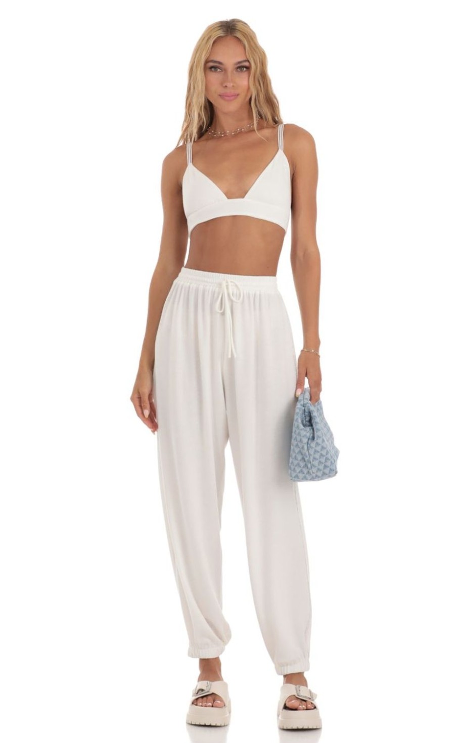 Clothing LUCY IN THE SKY | Alianna Sequin Two Piece Set In White | Lucy In The Sky