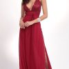 Clothing LUCY IN THE SKY | Daniela Floral Lace Plunge Maxi In Merlot | Lucy In The Sky