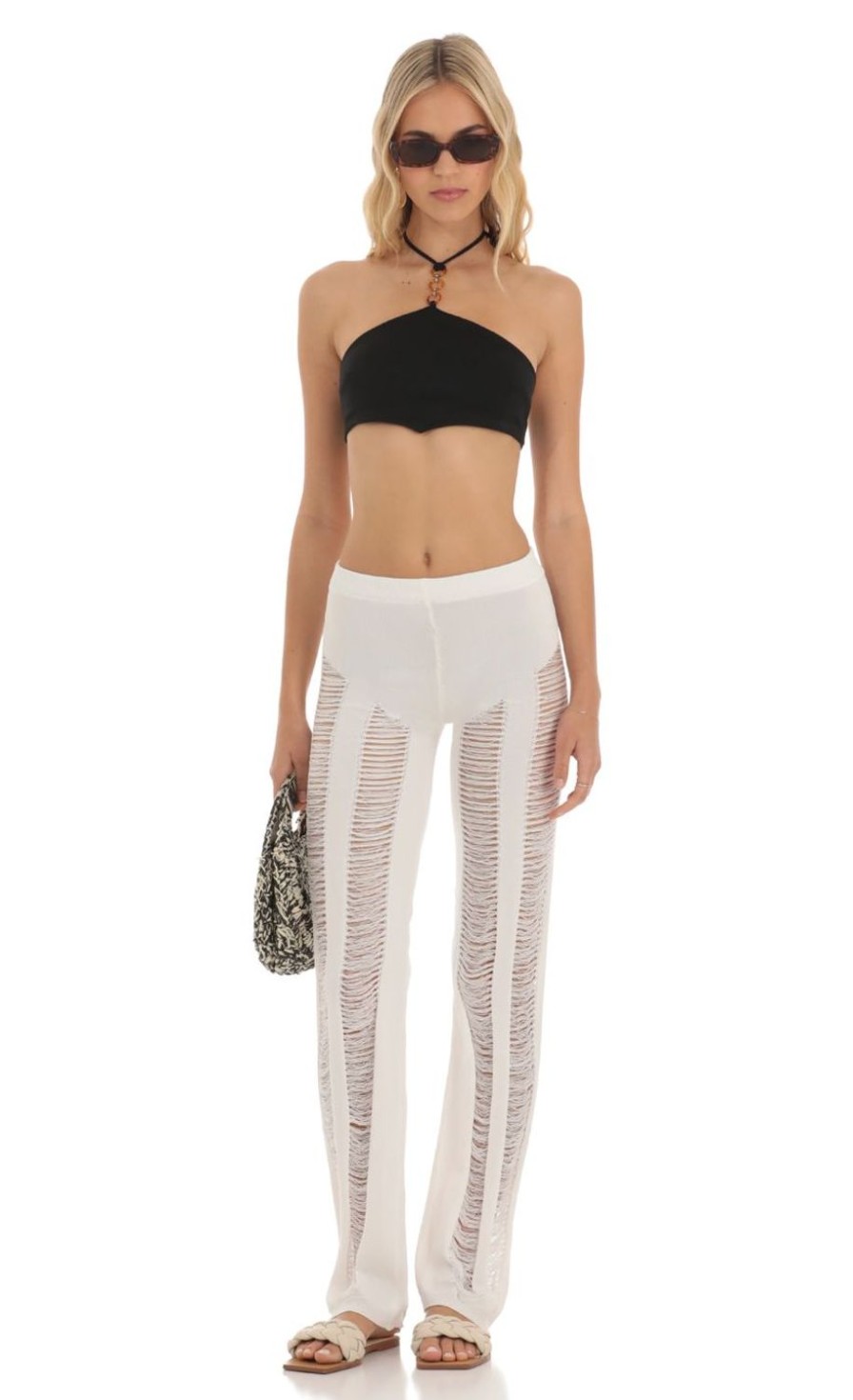 Clothing LUCY IN THE SKY | Yoly Crochet Pants In White | Lucy In The Sky