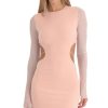 Clothing LUCY IN THE SKY | Karlyn Long Sleeve Open Back Dress In Peach | Lucy In The Sky