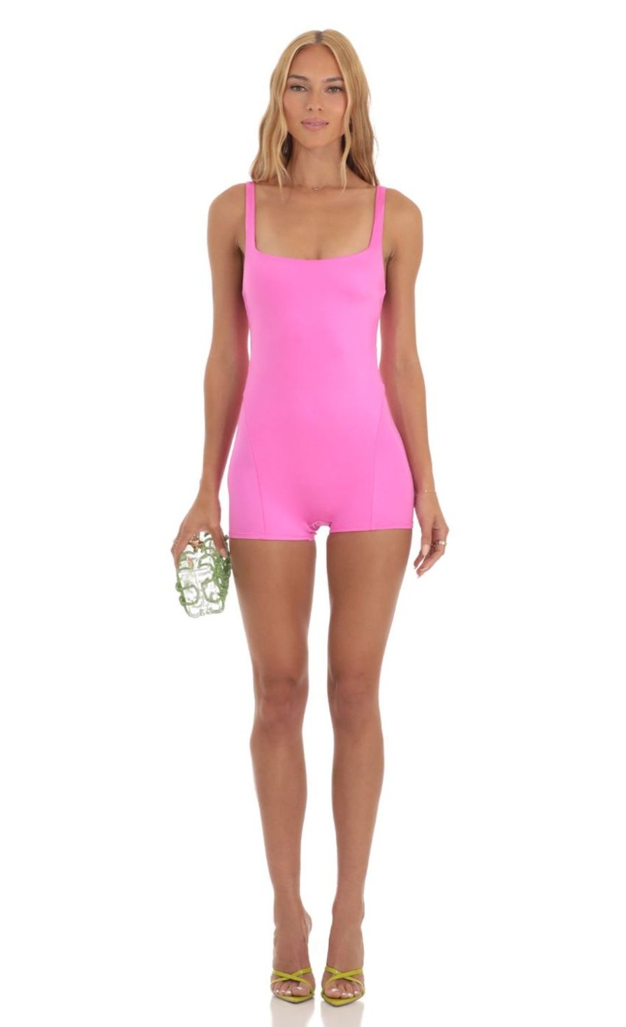 Clothing LUCY IN THE SKY | Vervain Romper In Hot Pink | Lucy In The Sky