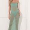 Clothing LUCY IN THE SKY | Gelsea Sheer Maxi Dress In Green Shimmer | Lucy In The Sky