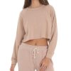 Clothing LUCY IN THE SKY | Washed Cropped Jumper In Light Brown | Lucy In The Sky