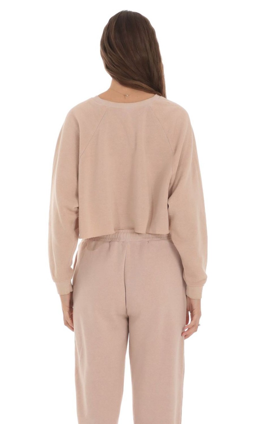 Clothing LUCY IN THE SKY | Washed Cropped Jumper In Light Brown | Lucy In The Sky