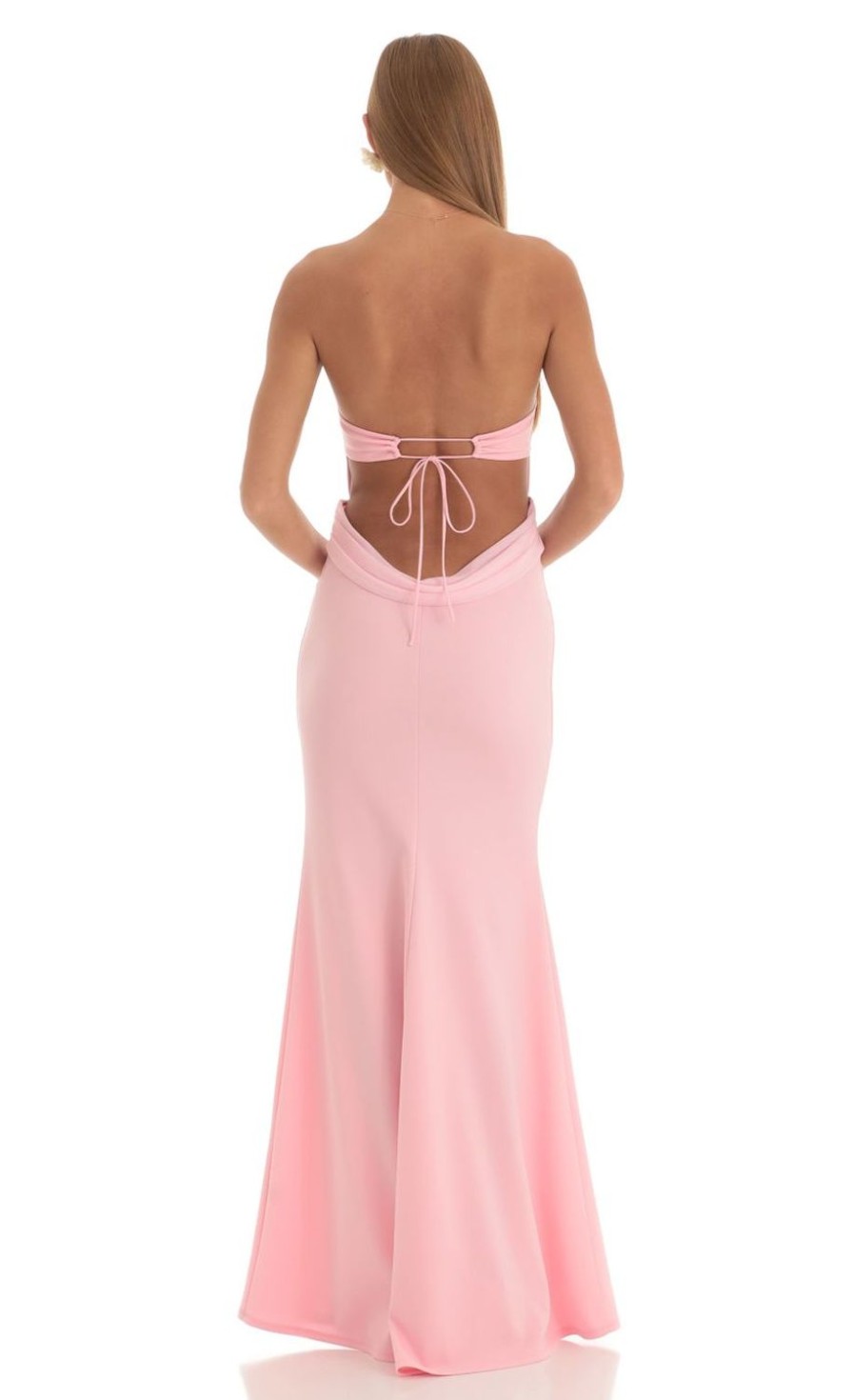 Clothing LUCY IN THE SKY | Devorah Strapless Corset Maxi Dress In Pink | Lucy In The Sky