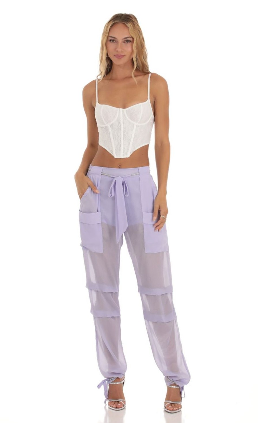 Clothing LUCY IN THE SKY | Nolana Rhinestone Pants In Lilac | Lucy In The Sky