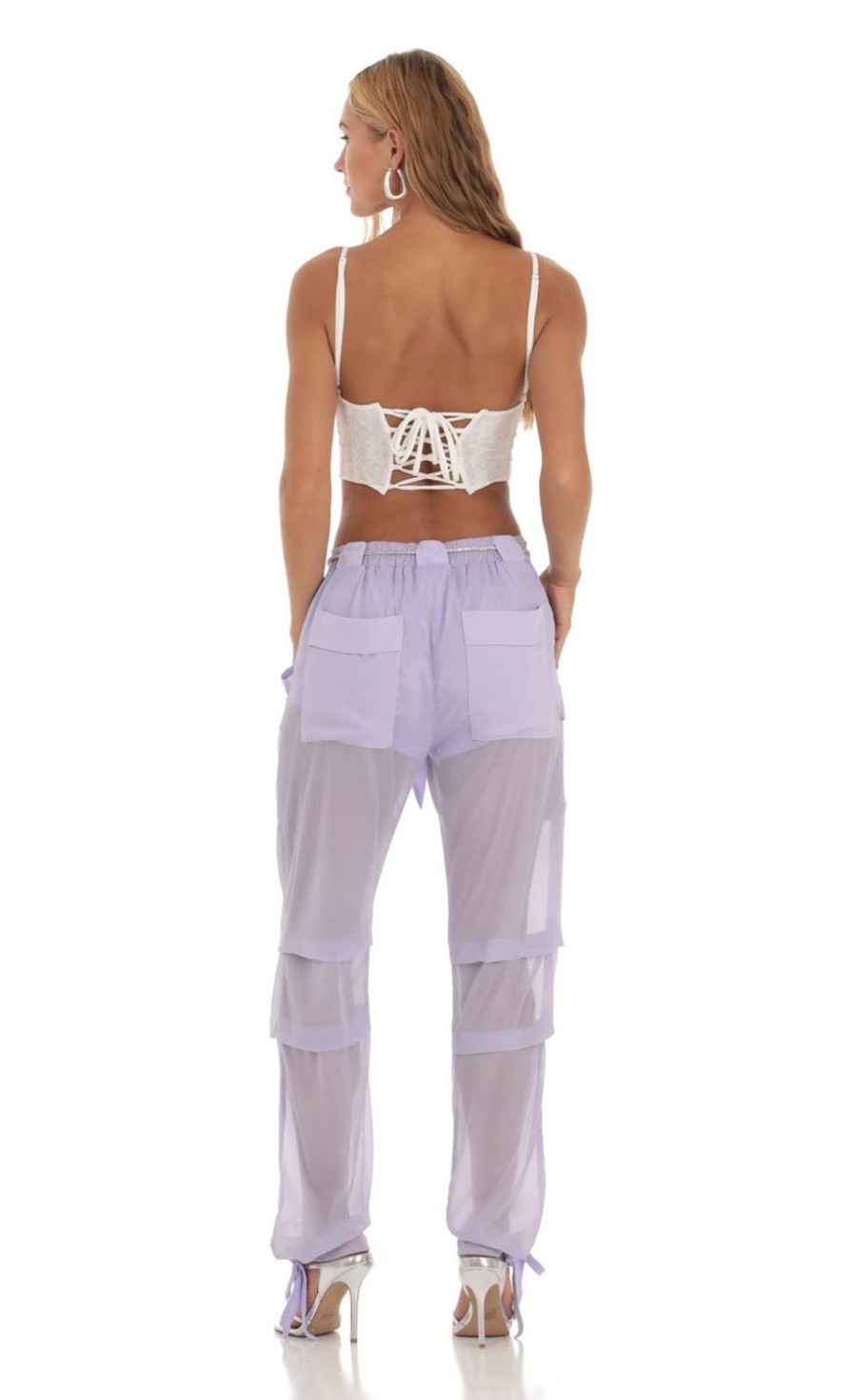 Clothing LUCY IN THE SKY | Nolana Rhinestone Pants In Lilac | Lucy In The Sky