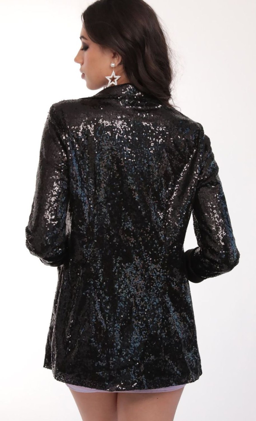 Clothing LUCY IN THE SKY | Black Sequin Luxe Blazer | Lucy In The Sky