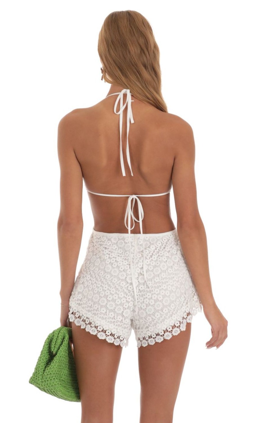 Clothing LUCY IN THE SKY | Caspian Cutout Crochet Romper In White | Lucy In The Sky