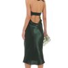 Clothing LUCY IN THE SKY | Strapless Satin Open Back Midi Dress In Green | Lucy In The Sky