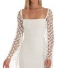 Clothing LUCY IN THE SKY | Korra Embroidered Flare Sleeve Dress In White | Lucy In The Sky