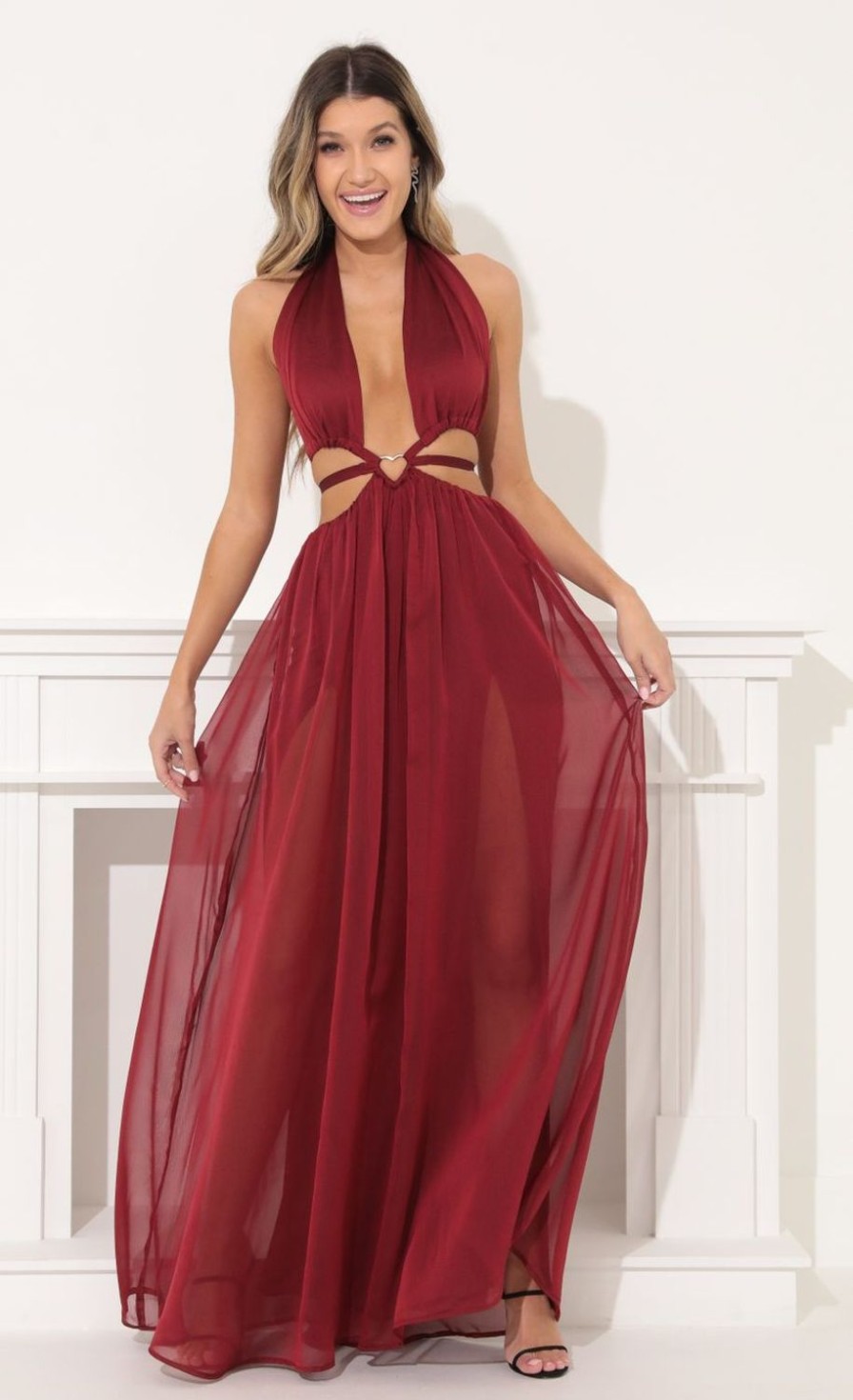 Clothing LUCY IN THE SKY | Jocelyn Cutout Maxi In Red | Lucy In The Sky