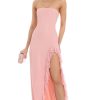 Clothing LUCY IN THE SKY | Strapless Mesh Ruffle Maxi Dress In Pink | Lucy In The Sky