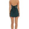 Clothing LUCY IN THE SKY | Teya Satin Strapless Open Back Dress In Green | Lucy In The Sky