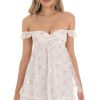 Clothing LUCY IN THE SKY | Saanvi Off Shoulder Babydoll Dress In White Floral Lace | Lucy In The Sky