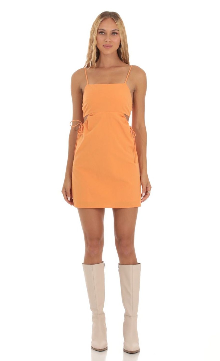 Clothing LUCY IN THE SKY | Side Cutout Dress In Orange | Lucy In The Sky