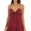 Clothing LUCY IN THE SKY | Front Tie Babydoll Dress In Maroon | Lucy In The Sky