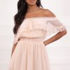 Clothing LUCY IN THE SKY | Elliana Strapless Chiffon Dress In Pink | Lucy In The Sky