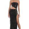 Clothing LUCY IN THE SKY | Strapless Sequin Cutout Maxi Dress In Black | Lucy In The Sky