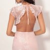 Clothing LUCY IN THE SKY | Kerri Lace Frill Cutout Dress In Light Mauve | Lucy In The Sky