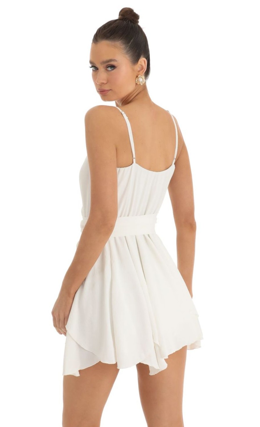 Clothing LUCY IN THE SKY | Melody Wrap Skater Dress In Ivory | Lucy In The Sky