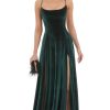 Clothing LUCY IN THE SKY | Velvet Double Slit Maxi Dress In Green | Lucy In The Sky