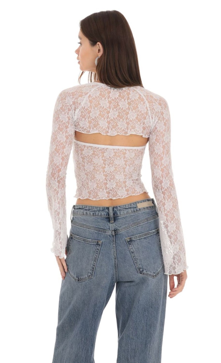 Clothing LUCY IN THE SKY | Two Piece Lace Top Set In White | Lucy In The Sky