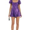 Clothing LUCY IN THE SKY | Wannda Sequin Puff Sleeve Dress In Purple | Lucy In The Sky