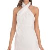 Clothing LUCY IN THE SKY | Twist Halter Open Back Dress In White | Lucy In The Sky